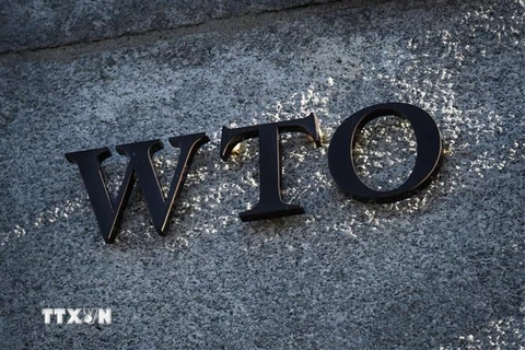 Biểu tượng WTO tại trụ sở ở Geneva, Thụy Sĩ. (Ảnh: AFP/TTXVN) 