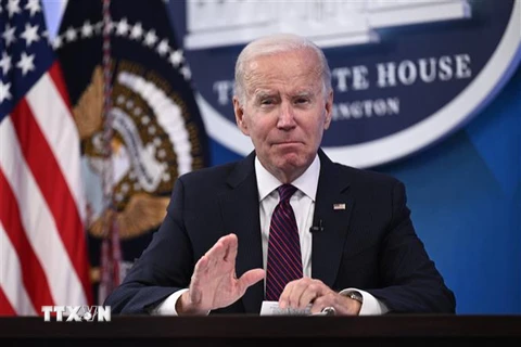 Tổng thống Joe Biden phát biểu tại Washington, DC, Mỹ. (Ảnh: AFP/TTXVN) 