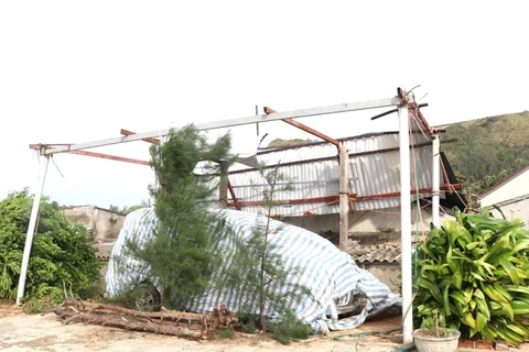 Một nhà dân trên đảo Lý Sơn bị tốc mái. (Nguồn: daidoanket.vn)