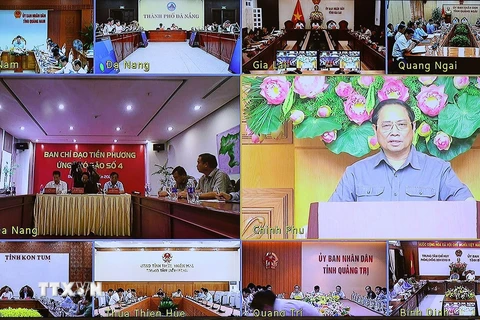 Thủ tướng Phạm Minh Chính chủ trì cuộc họp tại điểm cầu Chính phủ. (Ảnh: Dương Giang/TTXVN) 
