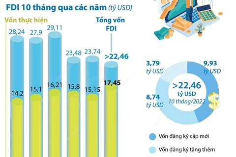 [Infographics] Việt Nam thu hút hơn 22,46 tỷ USD vốn FDI