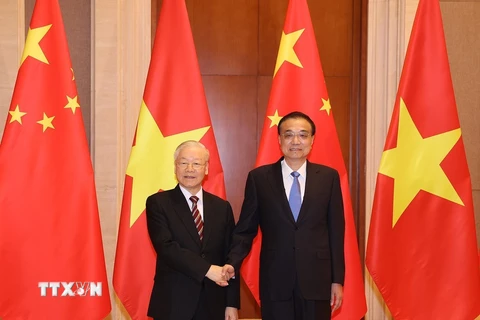 Hình ảnh Tổng Bí thư Nguyễn Phú Trọng hội kiến Thủ tướng Trung Quốc