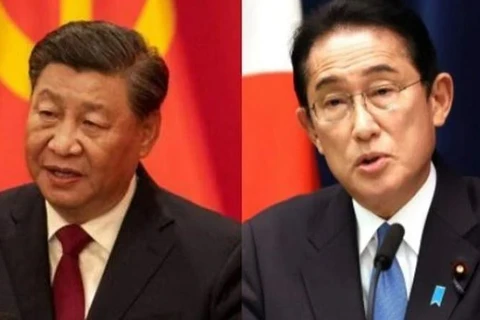 Thủ tướng Nhật Bản Fumio Kishida (phải) và Chủ tịch Trung Quốc Tập Cận Bình. (Nguồn: Bloomberg/EPA-EFE) 