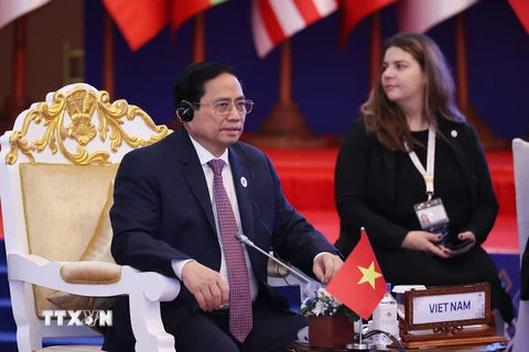 Thủ tướng Phạm Minh Chính dự đối thoại toàn cầu ASEAN lần thứ 2. (Ảnh: Dương Giang/TTXVN) 