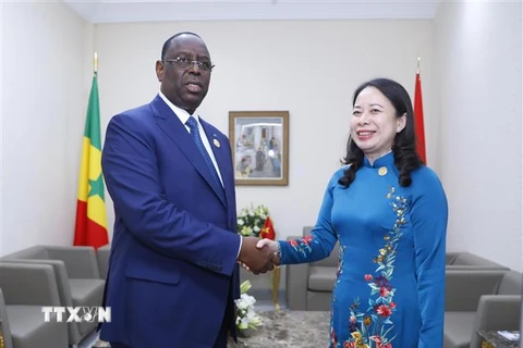 Phó Chủ tịch nước Võ Thị Ánh Xuân gặp Tổng thống Senegal Macky Sall. (Ảnh: Lâm Khánh/TTXVN)