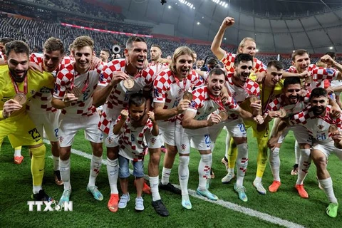 Đội tuyển Croatia giành hạng 3 World Cup 2022 sau khi chiến thắng đội tuyển Maroc 2-1. (Ảnh: AFP/TTXVN)