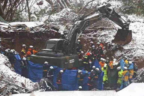 Hiện trường vụ lở đất ở Tsuruoka, tỉnh Yamagata, Nhật Bản. (Nguồn: Japannews) 