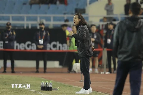Huấn luyện viên trưởng đội tuyển Malaysia Kim Pan-gon. (Ảnh: Minh Quyết/TTXVN) 