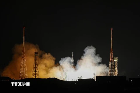 Tàu vũ trụ Soyuz MS-23 của Nga được phóng lên ISS từ sân bay vũ trụ Baikonur, Kazakhstan, ngày 24/2/2023. (Ảnh: AFP/TTXVN)