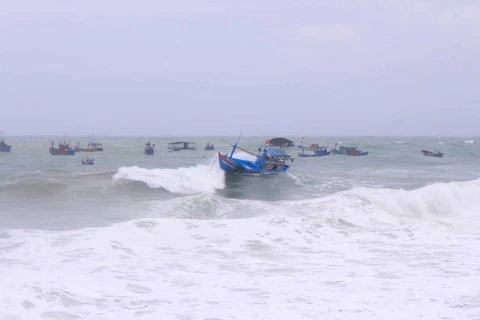 Khu vực giữa Biển Đông và vùng biển từ Bình Định đến Khánh Hòa gió mạnh cấp 6, giật cấp 7-8, biển động, sóng cao 2-5m. (Nguồn: TTXVN phát)