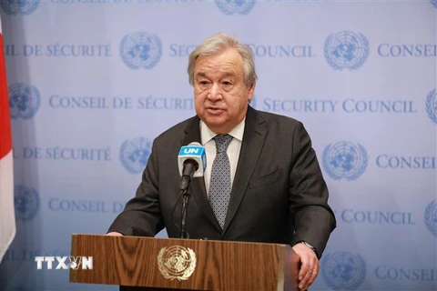 Tổng Thư ký Liên hợp quốc, ông Antonio Guterres phát biểu tại trụ sở Liên hợp quốc ở New York, Mỹ. (Ảnh: THX/TTXVN) 