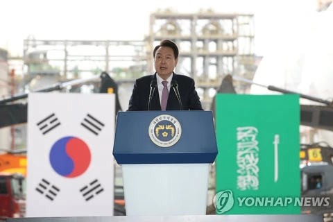 Tổng thống Hàn Quốc Yoon Suk-yeol cho rằng dự án là biểu tượng của tình hữu nghị và sự tin tưởng giữa Hàn Quốc và Saudi Arabia. (Nguồn: Yonhap)