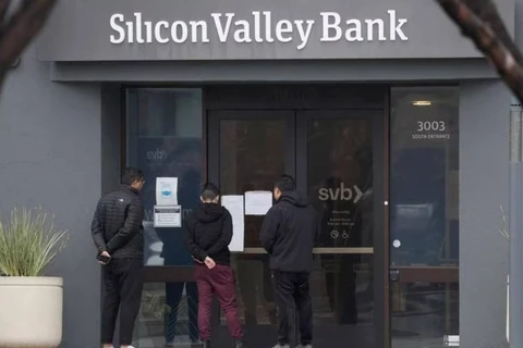 Bên ngoài trụ sở của Silicon Valley Bank tại Santa Clara, California. (Nguồn: AFP)