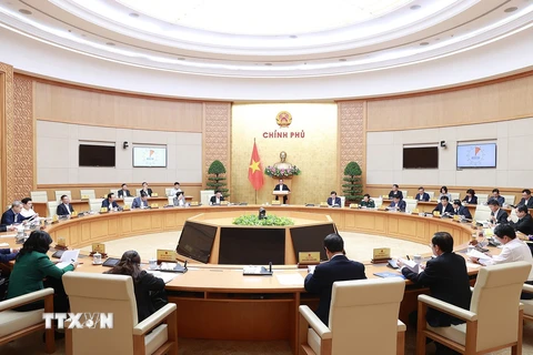 Phiên họp Chính phủ chuyên đề về xây dựng pháp luật tháng 3/2023. (Ảnh: Dương Giang/TTXVN)
