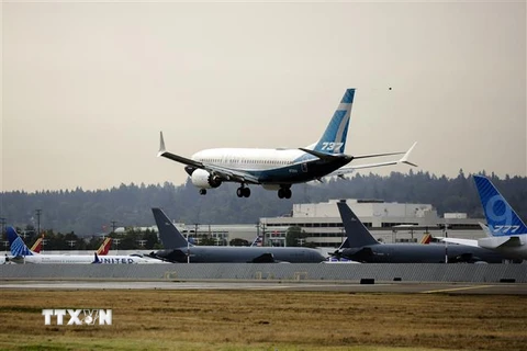 Máy bay Boeing 737 MAX tại nhà máy của Boeing ở Seattle, Washington, Mỹ. (Ảnh: AFP/TTXVN)