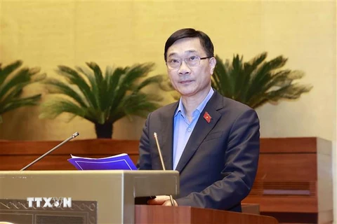 Chủ nhiệm Ủy ban Kinh tế của Quốc hội Vũ Hồng Thanh phát biểu. (Ảnh: Doãn Tấn/TTXVN)