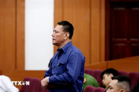 Bị cáo Đào Ngọc Viễn (Giám đốc Công ty Trách nhiệm Hữu hạn Đại Dương Hải Phòng) được giảm 2 năm tù xuống còn 15 năm. (Ảnh: Thành Chung/TTXVN)