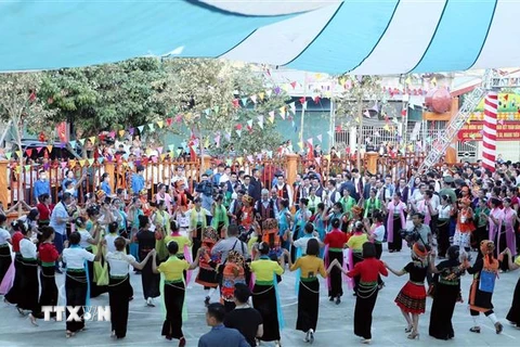 Ngày hội Đại đoàn kết toàn dân tộc tại huyện Phong Thổ, tỉnh Lai Châu. (Ảnh: Quý Trung/TTXVN)