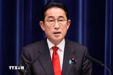 Thủ tướng Nhật Bản Fumio Kishida phát biểu tại cuộc họp báo ở Tokyo ngày 17/3/2023. (Ảnh: AFP/TTXVN)