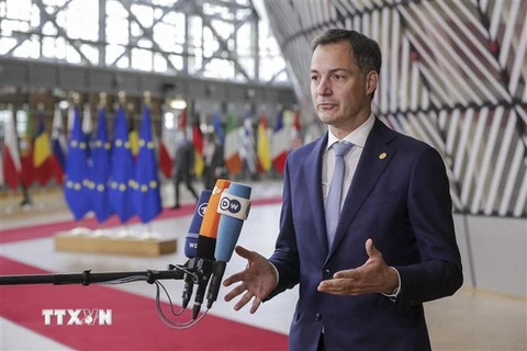 Thủ tướng Bỉ Alexander De Croo phát biểu tại Brussels, Bỉ. (Ảnh: AFP/TTXVN)