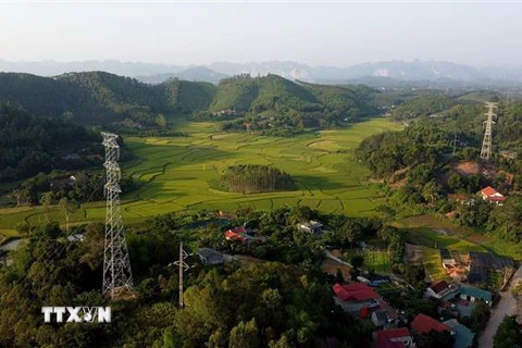 Dự án đường dây 220kV Bắc Giang-Lạng Sơn có chiều dài tuyến 101,6km. (Ảnh: Huy Hùng/TTXVN)