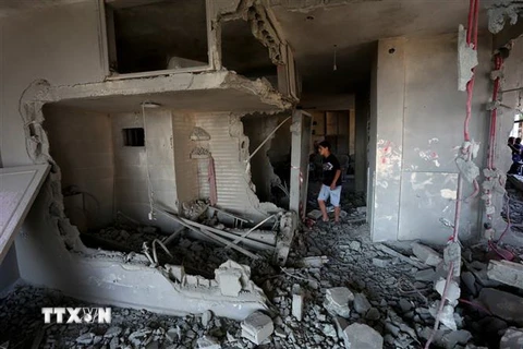 Một ngôi nhà của người Palestine bị lực lượng Israel phá hủy tại thành phố Nablus, Khu Bờ Tây ngày 22/6/2023. (Ảnh: THX/TTXVN)