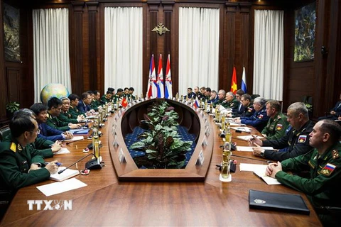 Quang cảnh Đối thoại Chiến lược Quốc phòng Việt Nam-Liên bang Nga lần thứ 6. (Ảnh: Duy Trinh/TTXVN)