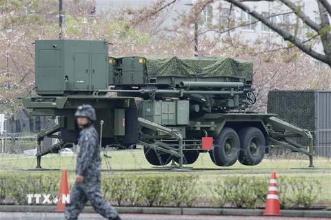 Hệ thống phòng thủ tên lửa Patriot PAC-3 của Bộ Quốc phòng Nhật Bản. (Ảnh: Kyodo/TTXVN)