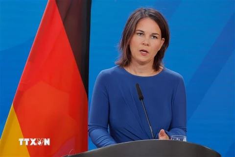 Ngoại trưởng Đức Annalena Baerbock trong cuộc họp báo ở Berlin ngày 22/6/2023. (Ảnh: AFP/TTXVN)