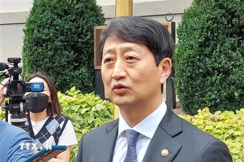 Bộ trưởng Thương mại Hàn Quốc Ahn Duk-geun. (Ảnh: YONHAP/TTXVN)