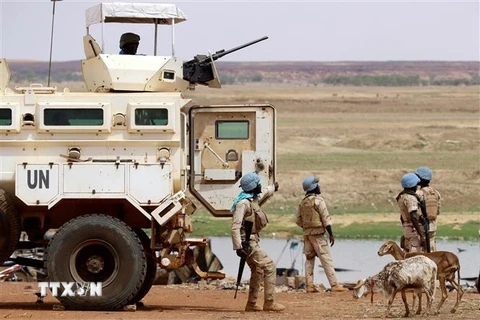 Lực lượng Phái bộ Gìn giữ Hòa bình của Liên hợp quốc tại Mali (MINUSMA) tuần tra tại Gao, Mali, ngày 24/7/2019. (Ảnh: AFP/TTXVN)