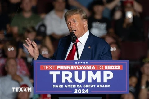 Cựu Tổng thống Mỹ Donald Trump phát biểu tại sự kiện vận động tranh cử ở Erie, Pennsylvania, ngày 29/7/2023. (Ảnh: AFP/TTXVN)