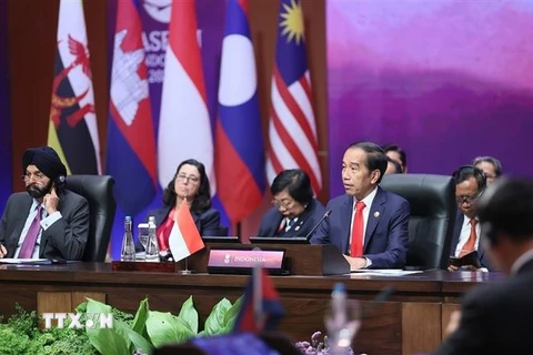 Tổng thống Indonesia Joko Widodo phát biểu khai mạc. (Ảnh: Dương Giang/TTXVN)