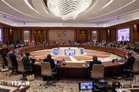 Các đại biểu tham dự Hội nghị thượng đỉnh G20 ở New Delhi, Ấn Độ, ngày 9/9/2023. (Ảnh: AFP/TTXVN) 