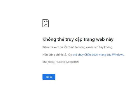 Website sàn Forex với tên miền exness.vn đã bị chặn tại Việt Nam. (Ảnh chụp màn hình)