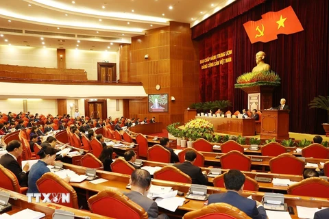 Tổng Bí thư Nguyễn Phú Trọng phát biểu khai mạc Hội nghị Trung ương 8 khóa XIII. (Ảnh: Trí Dũng/TTXVN)
