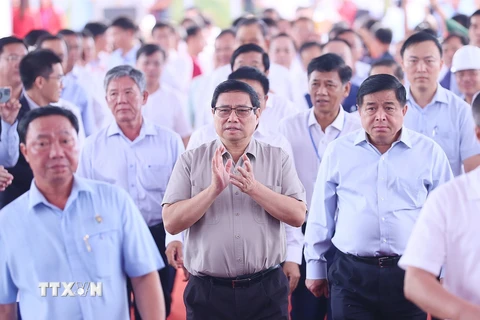 [Photo] Thủ tướng dự Lễ khởi công Cầu Đại Ngãi nối Trà Vinh-Sóc Trăng