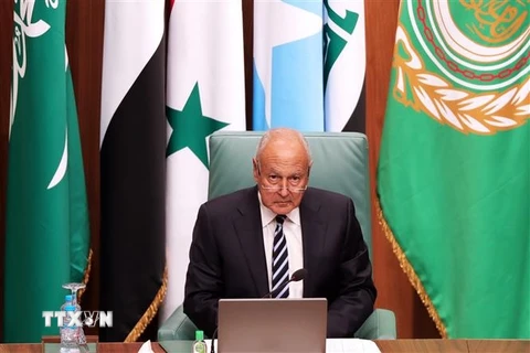 Tổng Thư ký Liên đoàn Arab (AL) Ahmed Aboul Gheit phát biểu tại cuộc họp Ngoại trưởng AL ở Cairo, Ai Cập, ngày 11/10/2023. (Ảnh: THX/TTXVN)