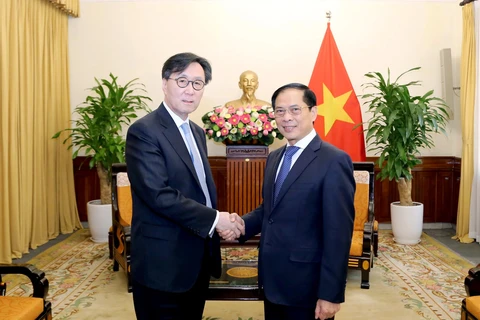 Bộ trưởng Ngoại giao Bùi Thanh Sơn tiếp Thứ trưởng Thứ nhất Bộ Ngoại giao Hàn Quốc Chang Ho Jin. (Nguồn: Báo Quốc tế)