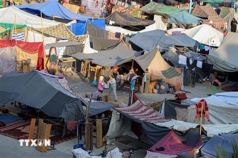 Một trại tị nạn cho người Palestine của UNRWA tại thành phố Khan Younis, Dải Gaza ngày 1/11/2023. (Ảnh: THX/TTXVN) 