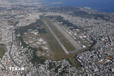 Căn cứ Không quân Futenma của Mỹ ở Ginowan, tỉnh Okinawa, Nhật Bản, ngày 8/12/2023. (Ảnh: Kyodo/TTXVN)