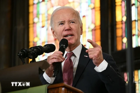 Tổng thống Mỹ Joe Biden phát biểu trong cuộc vận động tranh cử ở Charleston, bang South Carolina ngày 8/1/2024. (Ảnh: AFP/TTXVN)