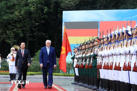 Hình ảnh Lễ đón Tổng thống Đức và Phu nhân thăm cấp Nhà nước tới Việt Nam