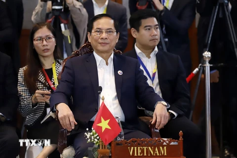 Bộ trưởng Ngoại giao Bùi Thanh Sơn tại Hội nghị AMM Retreat 2024. (Ảnh: Phạm Kiên/TTXVN)
