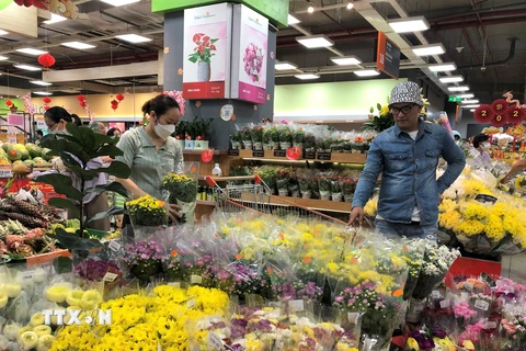 Mặt hàng hoa tươi cắt cành đạt lượng tiêu thụ cao tại Thành phố Hồ Chí Minh. (Ảnh: Mỹ Phương/TTXVN)