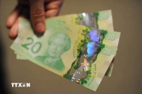 Đồng tiền mệnh giá 20 đôla Canada. (Ảnh: AFP/TTXVN)