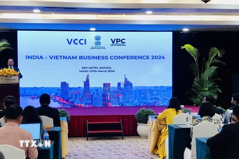 Quang cảnh Hội nghị Doanh nghiệp Việt Nam-Ấn Độ. (Ảnh: Mỹ Phương/TTXVN)