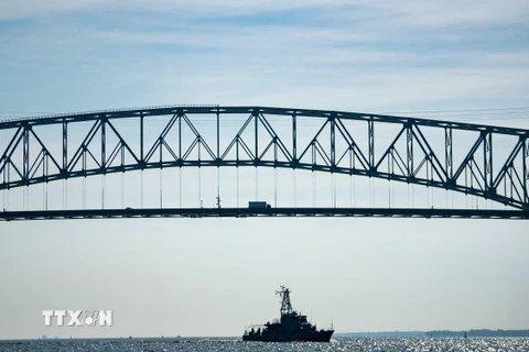 Cây cầu Francis Scott Key ở Baltimore, Maryland, Mỹ. (Ảnh: AFP/TTXVN)