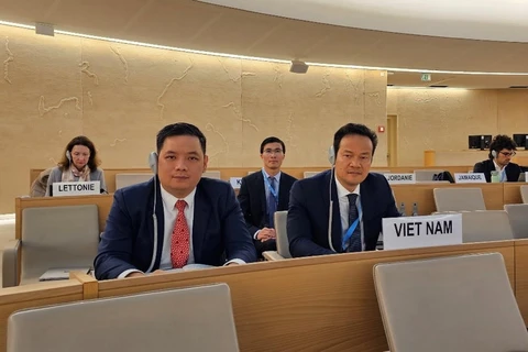 Phái đoàn Việt Nam tại khóa họp của Hội đồng Nhân quyền LHQ. (Ảnh: TTXVN phát)