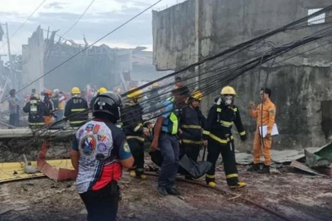 Hiện trường vụ nổ pháo hoa ngày 29/6 tại thành phố Zamboanga. (Nguồn: Rappler)